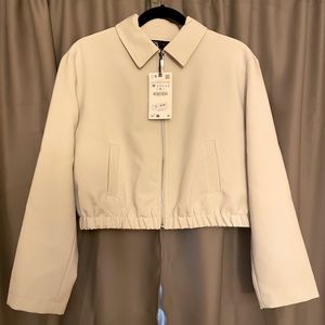 Beige Bomber Jacket Zara